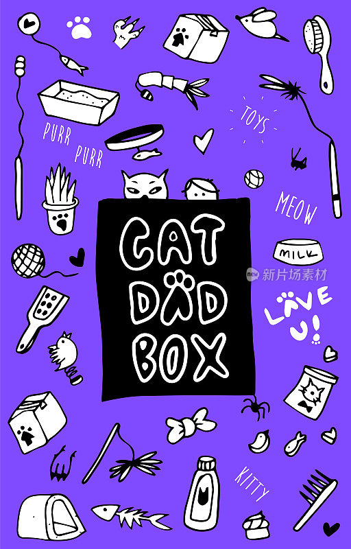 猫妈妈盒标签- Kitty设备礼品盒涂鸦贴纸